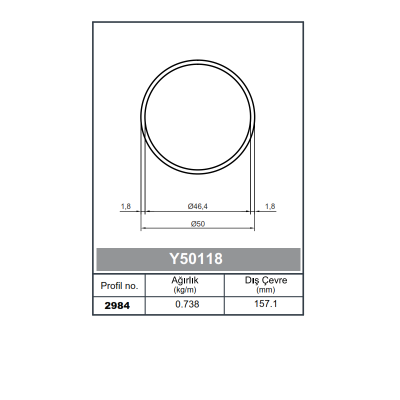 Round Railing Profile Pipe 50 - 1,8 mm