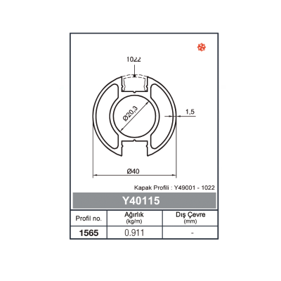 Round Railing Profile 40 - 1,5 mm