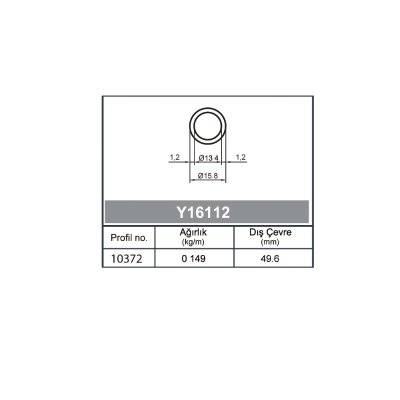 Round Railing Profile Pipe 16 - 1,2 mm