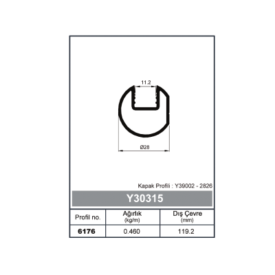 Round Railing Profile Pipe Single channel 30 - 1,5 mm