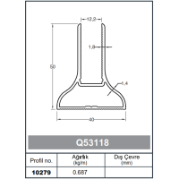 Kare Küpeşte Profil  50 x 40 - 1,8 mm