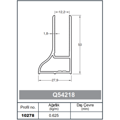 Профил за Квадратни Парапет 50 x 28 - 1,8 mm