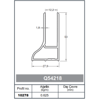 Square Railing Profile  50 x 28 - 1,8 mm