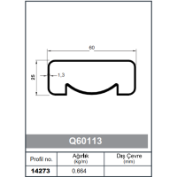 Kare Küpeşte Profil  60 x 25 - 1,3 mm
